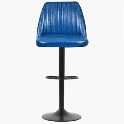 Danbury  Bar Stool Blue Leather & Black Base