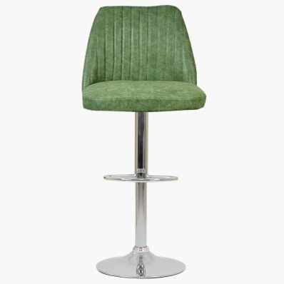 Danbury Bar Stool Aged Olive Green Leather & Chrome Base