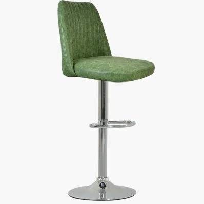 Danbury  Bar Stool Vintage Green Leather & Chrome Base