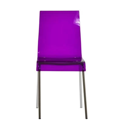 Ava Dining Chair Purple Acrylic & Chrome