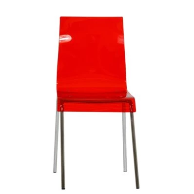 Ava Dining Chair Red Acrylic & Chrome
