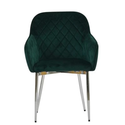 Opus Carver Dining Chair Emerald Green Velvet & Chrome