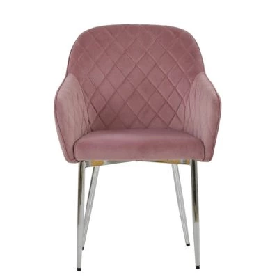 Opus Carver Dining Chair Pink Velvet & Chrome