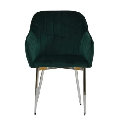 Lule Carver Dining Chair Emerald Green Velvet & Chrome