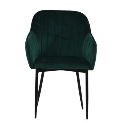 Lule Carver Dining Chair Emerald Green Velvet & Black Base