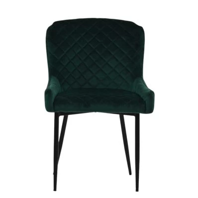 Heron Dining Chair Emerald Green Velvet & Black Base