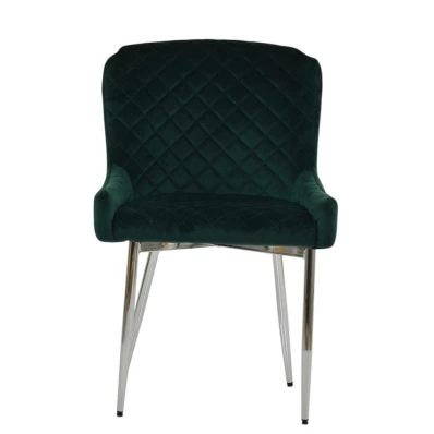 Heron Dining Chair Emerald Green Velvet & Chrome