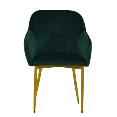 Lule Carver Dining Chair Emerald Green Velvet & Gold