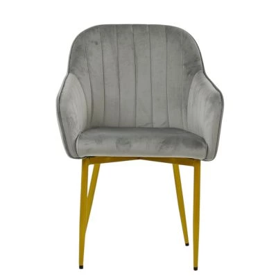 Lule Carver Dining Chair Grey Velvet & Gold