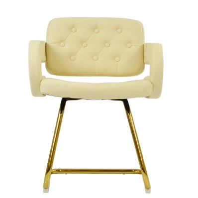 Candy Office Chair Cream Leather & Gold luce