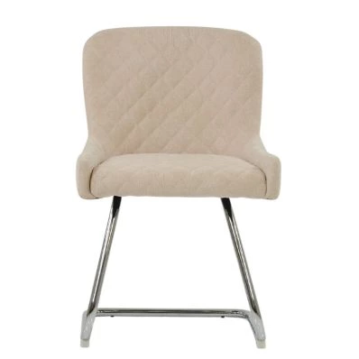 Hale Dining Chair Natural Cream Fabric & Chrome