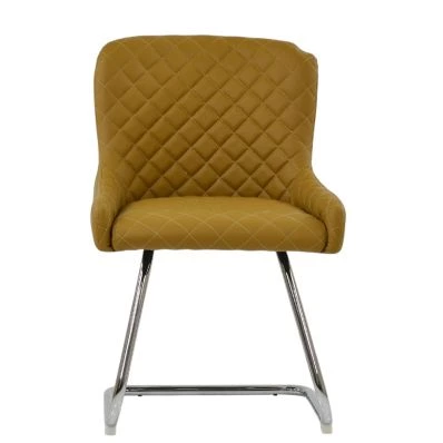 Hale Dining Chair Light Tan Brown Leather & Chrome