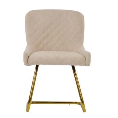 Willow Dining Chair Natural Cream Fabric & Gold