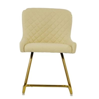 Willow Dining Chair Cream Leather & Gold