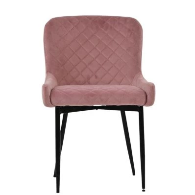 Heron Dining Chair Pink Velvet & Black