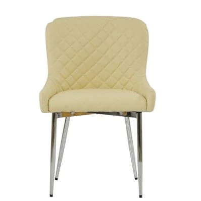 Heron Dining Chair Cream Leather & Chrome