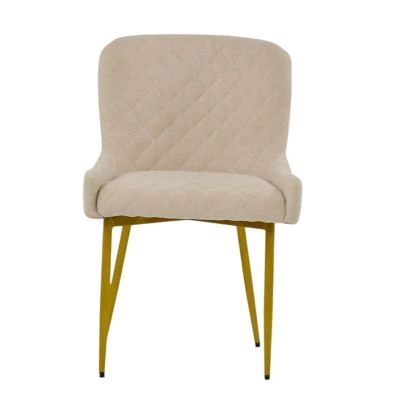 Heron Dining Chair Natural Cream Fabric & Gold