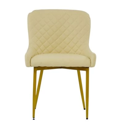 Heron Dining Chair Cream Leather & Gold
