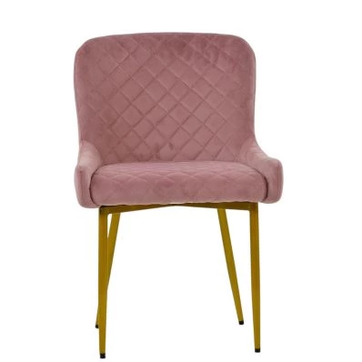 Heron Dining Chair Pink Velvet & Gold