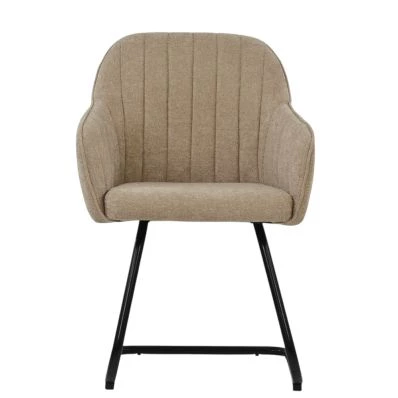 Wickham Dining Chair Fawn Brown Fabric & Black