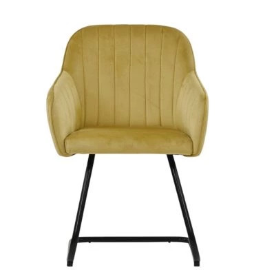 Wickham Dining Chair Camel Velvet & Black