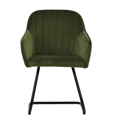Wickham Dining Chair Olive Green Velvet & Black