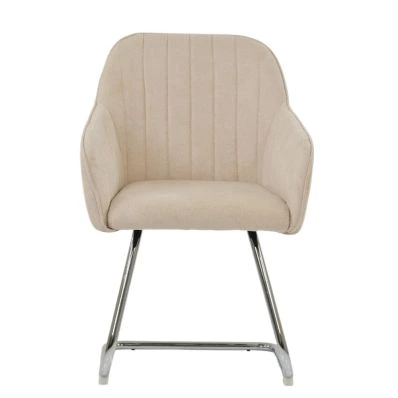 Duval Dining Chair Natural Cream Fabric & Chrome