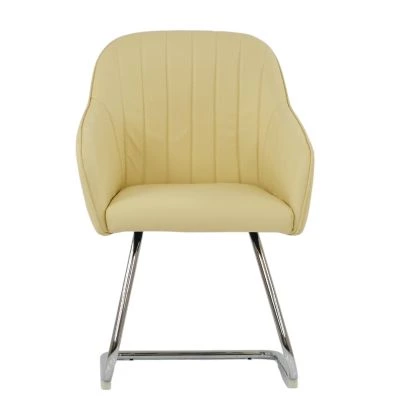 Duval Dining Chair Cream Leather & Chrome