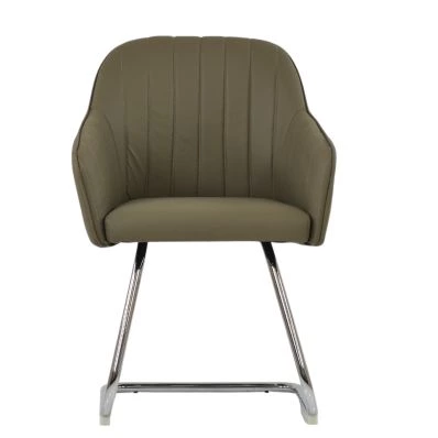 Duval Dining Chair Taupe Leather & Chrome
