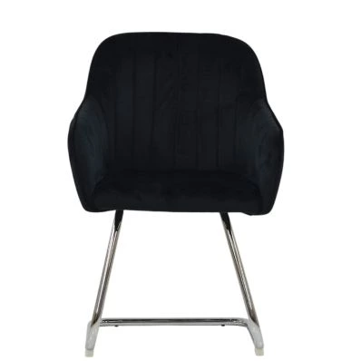 Duval Dining Chair Black Velvet & Chrome