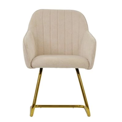 Longton Dining Chair Natural Cream Fabric & Gold