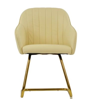 Longton Dining Chair Cream Leather & Gold