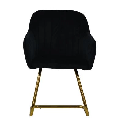 Longton Dining Chair Black Velvet & Gold