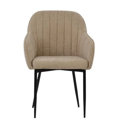 Lule Carver Dining Chair Fawn Brown Fabric & Black