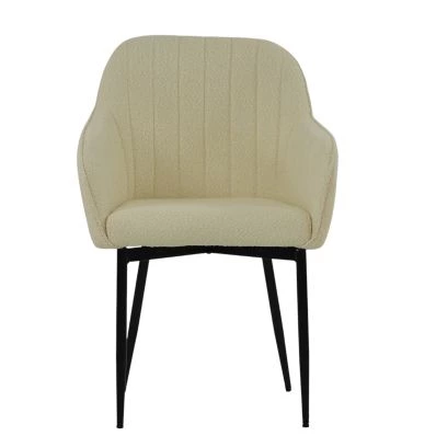 Lule Carver Dining Chair Cream Boucle Fabric & Black Base