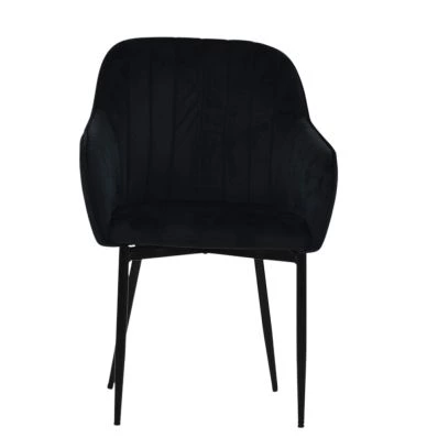 Lule Carver Dining Chair Black Velvet & Black