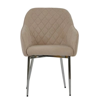 Opus Carver Dining Chair Natural Cream Fabric & Chrome