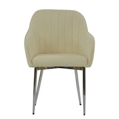 Lule Carver Dining Chair Cream Boucle Fabric & Chrome