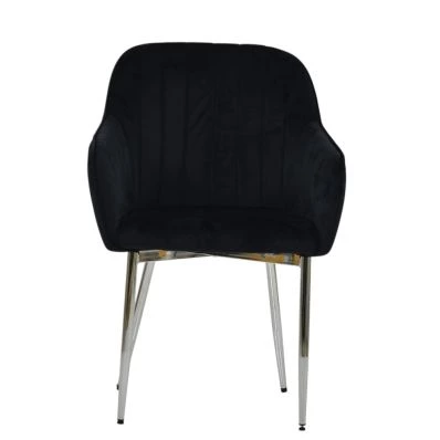 Lule Carver Dining Chair Black Velvet & Chrome