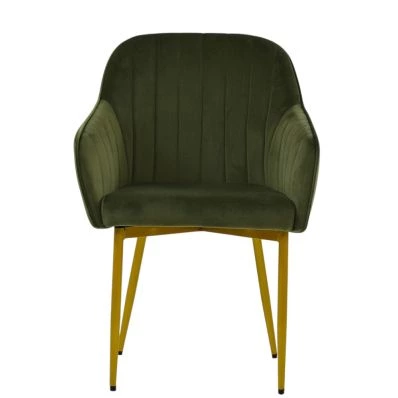 Lule Carver Dining Chair Olive Green Velvet & Gold