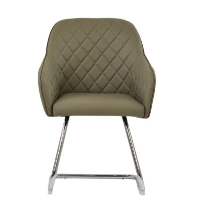Hood Dining Chair Taupe Leather & Chrome