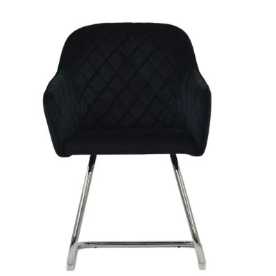 Hood Dining Chair Black Velvet & Chrome