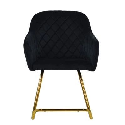 Frome Dining Chair Black Velvet & Gold