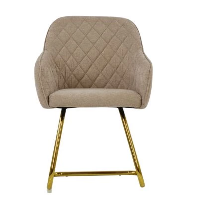 Frome Dining Chair Fawn Brown Fabric & Gold