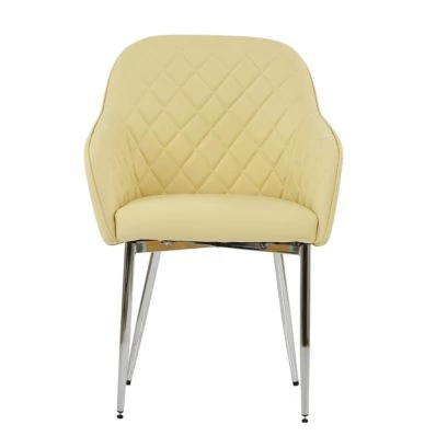Opus Carver Dining Chair Cream Leather & Chrome