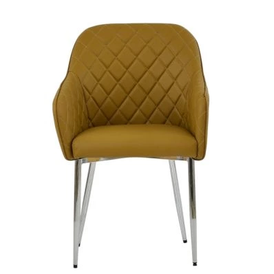 Opus Carver Dining Chair Light Tan Brown Leather & Chrome