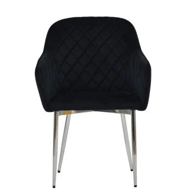 Opus Carver Dining Chair Black Velvet & Chrome