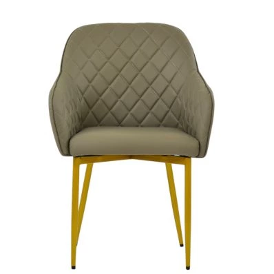 Opus Carver Dining Chair Taupe Leather & Gold