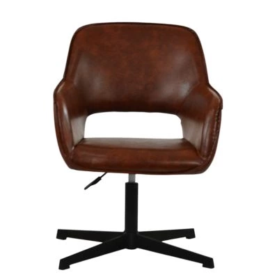 Marco Dining Chair Vintage Brown Leather & Black Base
