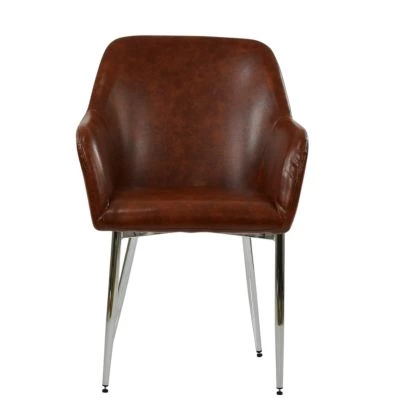 Marco Dining Chair Vintage Brown Leather & Black Base